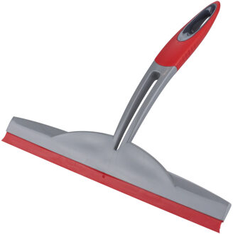Raamwisser/raamtrekker/douchewisser - kunststof - rood/grijs - 25 cm breed