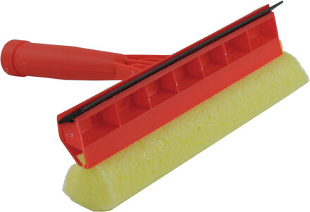 Raamwisser/raamtrekker - rood - spons en kunststof handvat - 23 cm - Ramenlapper - autoramen