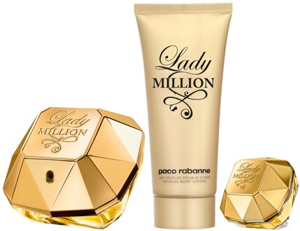 Rabanne Paco Rabanne Lady Million 80ml Eau de Parfum and 100ml Sensual Body Lotion Set with 5ml Eau de Parfum