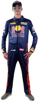 Race coureur verkleed overall voor heren - carnavalskleding - Formule 1 - Racing team Blauw