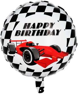 Race Folieballon Happy Birthday Racewagen (45cm) Multikleur - Print