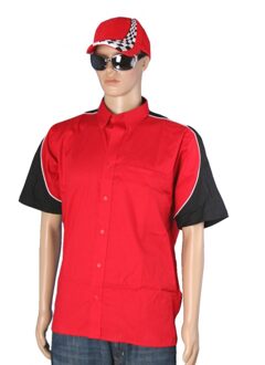Race shirt rood met race cap maat L