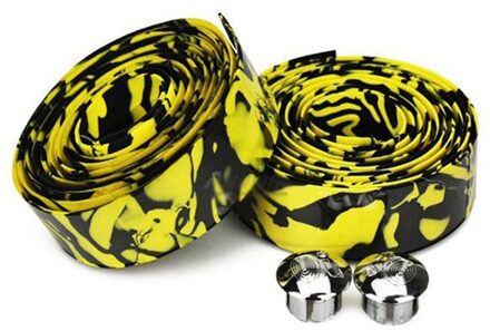 Racefiets Fietsstuur Tape 5 Soort Effen Kleur Fietsen Handle Belt Kurk Wrap Met Bar Stekkers Non Slip Absorberen zweet 7 geel