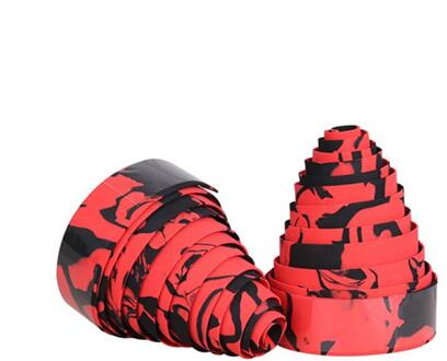 Racefiets Fietsstuur Tape Camouflage Fietsen Handle Belt Kurk Wrap Antislip Gebonden Met Strap Badminton Racket Tapes rood zwart