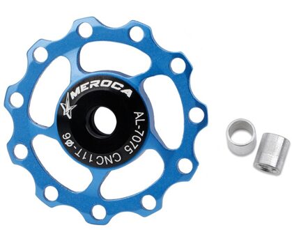 Racefiets Katrol Achterderailleur 11T Gids Mtb Aluminium Roller Rondsel Lager Neuswiel Deel Fiets Accessoires blauw