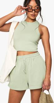 Racer Crop Top En Short Set, Sage