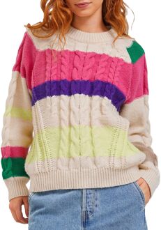Rachel Crew Knit Sweater Dames crème - roze - groen - L