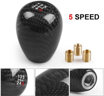 Racing 5 Speed Pookknop Manual Real Carbon Fiber Pookknop 57Mm Stok Shifter Lever Knop TT102005