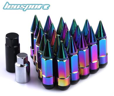 Racing Composiet Moer Anti Diefstal Aluminium Slot Wiel Lug Moer Bout Met Spikes 80mm M12x1.5