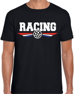 Racing coureur supporter t-shirt met Nederlandse vlag zwart voor heren S