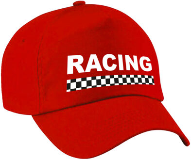 Racing / finish vlag verkleed pet rood voor meisjes en jongens - Racing team baseball cap - carnaval / kostuum