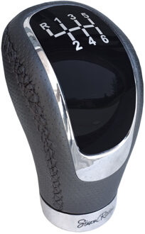 Racing Pookknop Skin - Aluminium/Zwart Leder + 3 Schakelpatronen