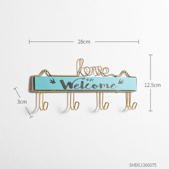 Rack Haken Moderne Silplicity Stijl Houten Muur Gemonteerde Rekken Kapstok Opbergrek Thuis Decoratieve Sleutel Hanger Kapstok blauw an goud-S