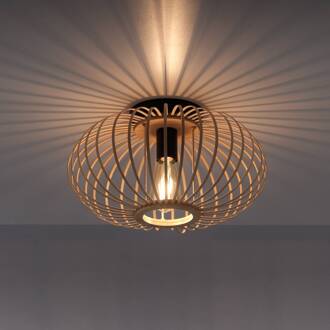 Racoon plafondlamp gemaakt van hout, dunne stutten, Ø 40cm lichtbruin