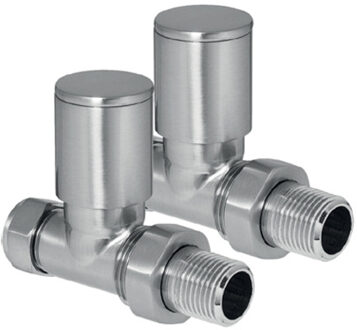 Radiator Kraantjes Recht Geborsteld Chroom EH Design