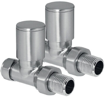 Radiator Kraantjes Recht Geborsteld RVS