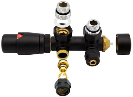 Radiator Onderblok BWS Evie Haaks Mat Zwart Midden Aansluiting