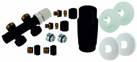 Radiator Onderblok Recht Mat Zwart Aqua Splash