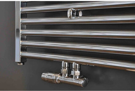 Radiator Onderblok Set Compleet Haaks (Links) 16x2,0 Met 15 Knel Chroom