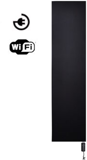 Radiator Sanicare Denso Met WiFi 180 x 40 cm Mat Zwart Met Thermostaat Chroom Rechtsonder