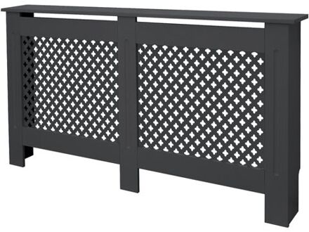 Radiatorbekleding met honingraatmotief 152x19x82 cm grijs vervaardigd van MDF Zwart