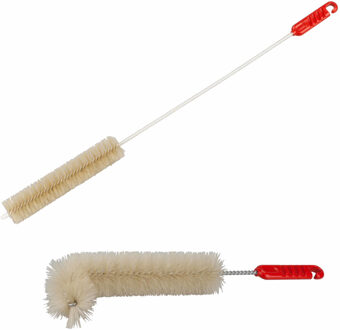 Radiatorborstel set - 2-delig - flexibel - 66 cm - beige - kunststof - schoonmaakborstel