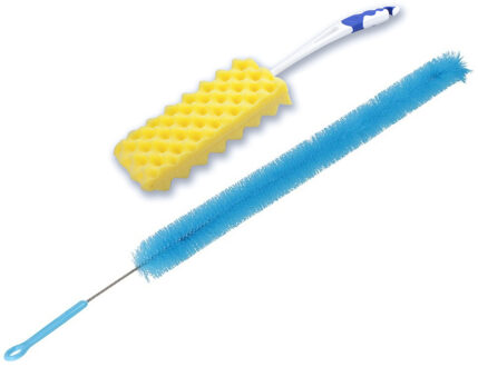 Radiatorborstel set - 2-delig - flexibel - 72 cm - schuimspons - 46 cm - plumeaus Blauw