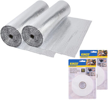 Radiatorfolie met bevestiging tape - 2x - 250 x 45 cm - aluminium - energiebesparende isolatiefolie