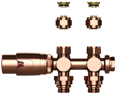 Radiatorkraan - 19.8x4.3 - thermostatisch - muur- en vloeraansluting - 1/2MX16/2 M30 - geborsteld koper BLR305 Koper geborsteld
