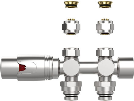 Radiatorkraan - 19.8x4.3 - thermostatisch - muur- en vloeraansluting - 1/2MX16/2 M30 - geborsteld rvs BLR301 RVS geborsteld
