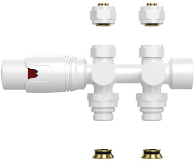 Radiatorkraan - 19.8x4.3 - thermostatisch - muur- en vloeraansluting - 1/2MX16/2 M30 - glans wit BLR302 Wit glans