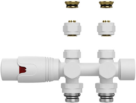 Radiatorkraan - 19.8x4.3 - thermostatisch - muur- en vloeraansluting - 1/2MX16/2 M30 - mat wit BLR307 Wit mat