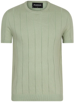 Radical Gestreept Gebreid T-shirt | Olijfgroen Radical , Green , Heren - 2Xl,L,S