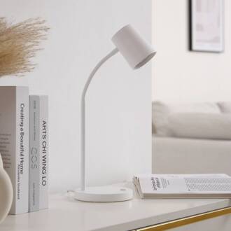 Radka tafellamp, wit, kunststof, GU10, flexibele arm