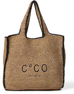 Raffia strandtas Coco  camel - One Size,
