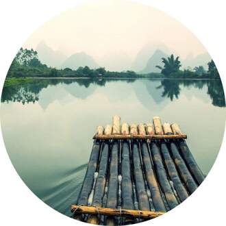 Raft Trip In China Vlies Fotobehang 140x140cm Rond