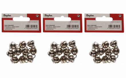 Raher Hobby metalen belletjes - 30x - met oog - zilver - 15 mm - knutsel materiaal