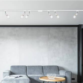 Railsetset DUOline Diallo, wit 2 m 6-lamps E27-LED 2-fasen wit mat