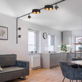 Railsetset DUOline Hostel/Tommy, zwart 3 m 6-lamps E27/E14 zwart, zwart-goud