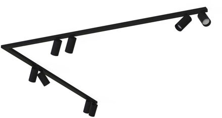 Railsysteem Mono bocht 8 lichts 2x 150 cm zwart