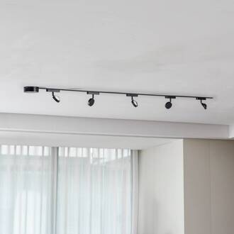 Railsystem 48V Lumaro, spots, 5-lamps, zwart, Ø 7,3cm