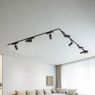 Railsystem 48V Lumaro, spots, 7-lamps, zwart, Ø 4cm