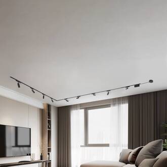 Railsystem 48V Lumaro, spots, 9-lamps zwart, 13,1 cm, dimbaar