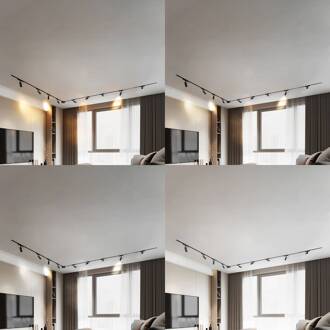 Railsystem 48V Lumaro, spots, 9-lamps, zwart, 13 cm, dimbaar