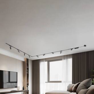 Railsystem 48V Lumaro, spots, 9-lamps, zwart, 25,7 cm, dimbaar