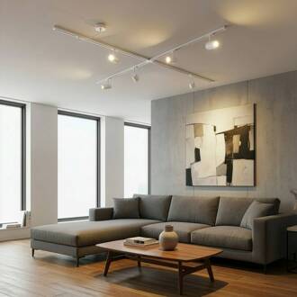 railsystem Linaro, GU10, 6-lamps, wit, X-vorm