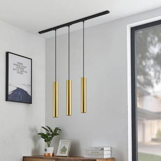 Railsystem Lindby Linaro, GU10, pendel, 3-lamps, goud zwart, goud
