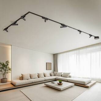 Railsystem Lumaro, lichtpunten, 7-lamps, zwart, 48V, dimbaar