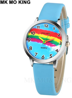 Rainbow Cartoon Cute Pink Sky Blue Red Children's Boys Girls Kids Digital Quartz Wrist Watch Clock Gifts Bracelet Relogio