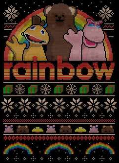 Rainbow Fairisle Christmas Sweatshirt Men's T-Shirt - Black - 5XL - Zwart